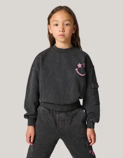 Shoeby Embroidered Sweater Donkergrijs< Sweaters En Hoodies