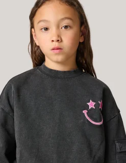 Shoeby Embroidered Sweater Donkergrijs< Sweaters En Hoodies