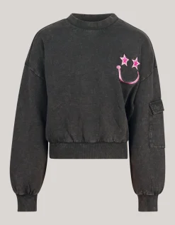 Shoeby Embroidered Sweater Donkergrijs< Sweaters En Hoodies