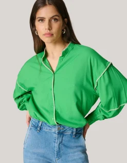Shoeby Embroidery Blouse Groen<DAMES Blouses