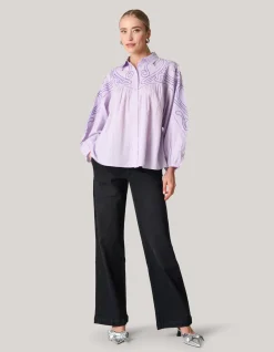 Shoeby Embroidery Blouse Paars<DAMES Blouses