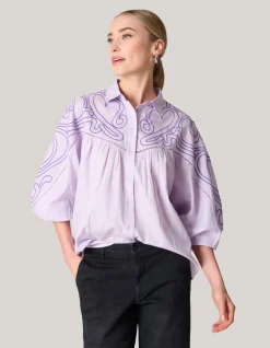 Shoeby Embroidery Blouse Paars<DAMES Blouses