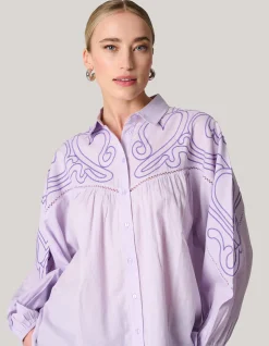 Shoeby Embroidery Blouse Paars<DAMES Blouses
