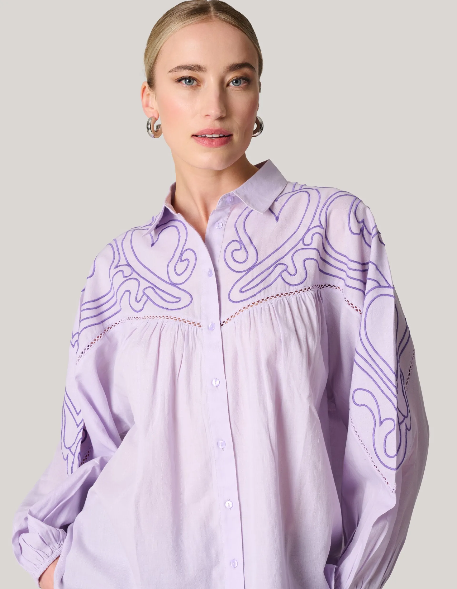 Shoeby Embroidery Blouse Paars<DAMES Blouses