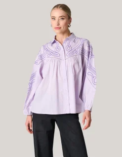 Shoeby Embroidery Blouse Paars<DAMES Blouses