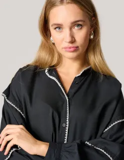 Shoeby Embroidery Blouse Zwart<DAMES Blouses