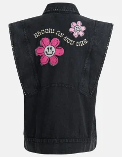 Shoeby Embroidery Gilet Donkergrijs< Gilets