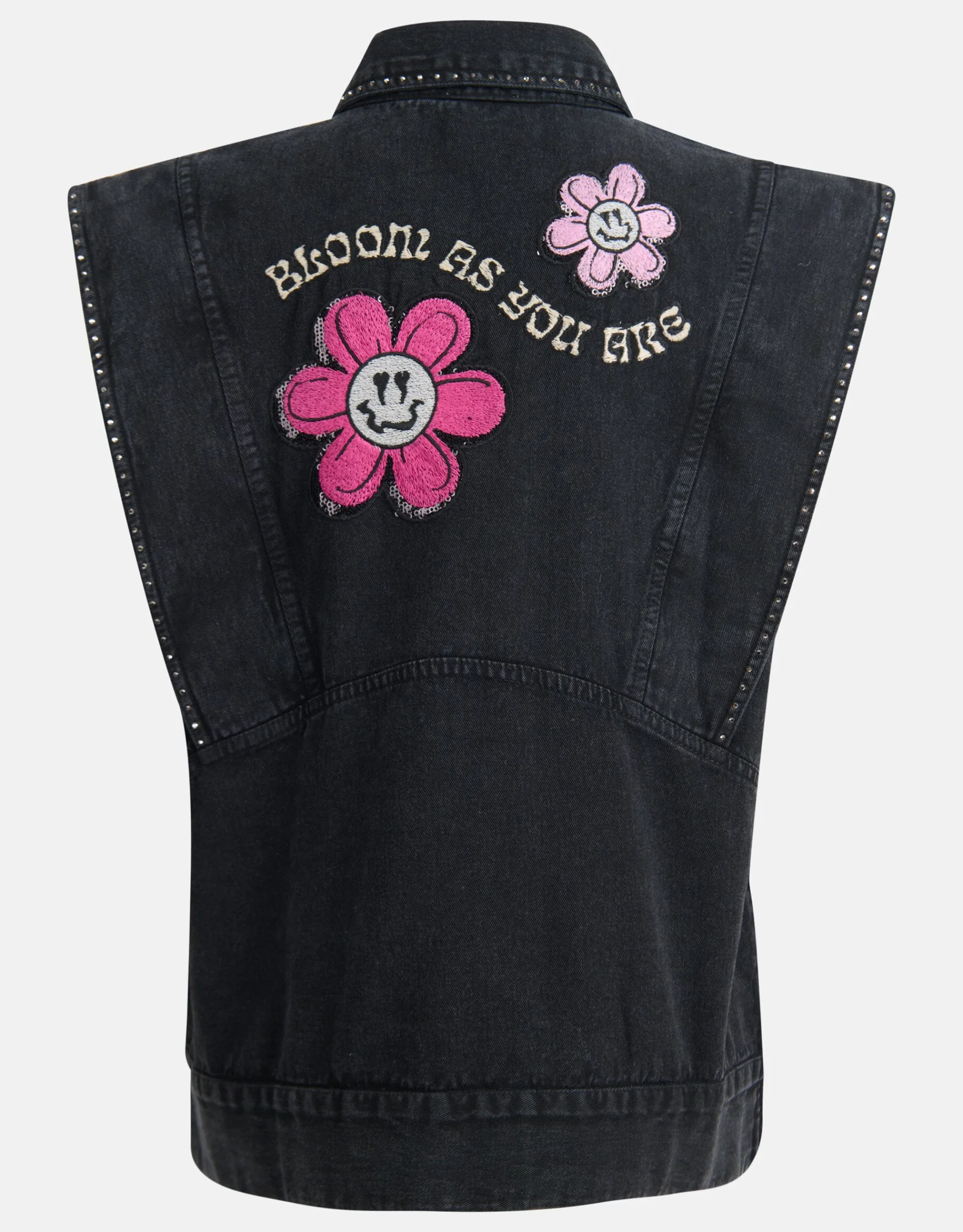 Shoeby Embroidery Gilet Donkergrijs< Gilets