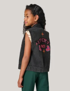 Shoeby Embroidery Gilet Donkergrijs< Gilets