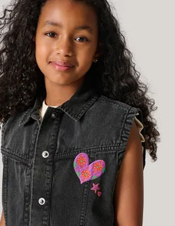Shoeby Embroidery Gilet Donkergrijs< Gilets