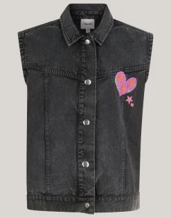 Shoeby Embroidery Gilet Donkergrijs< Gilets