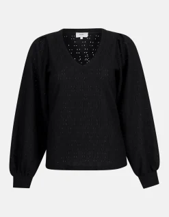 Shoeby Embroidery Longsleeve Zwart<DAMES T-Shirts|Tops