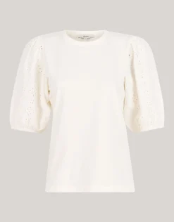 Shoeby Embroidery Pofmouw T-shirt Wit<DAMES T-Shirts