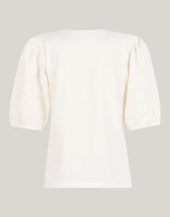 Shoeby Embroidery Pofmouw T-shirt Wit<DAMES T-Shirts