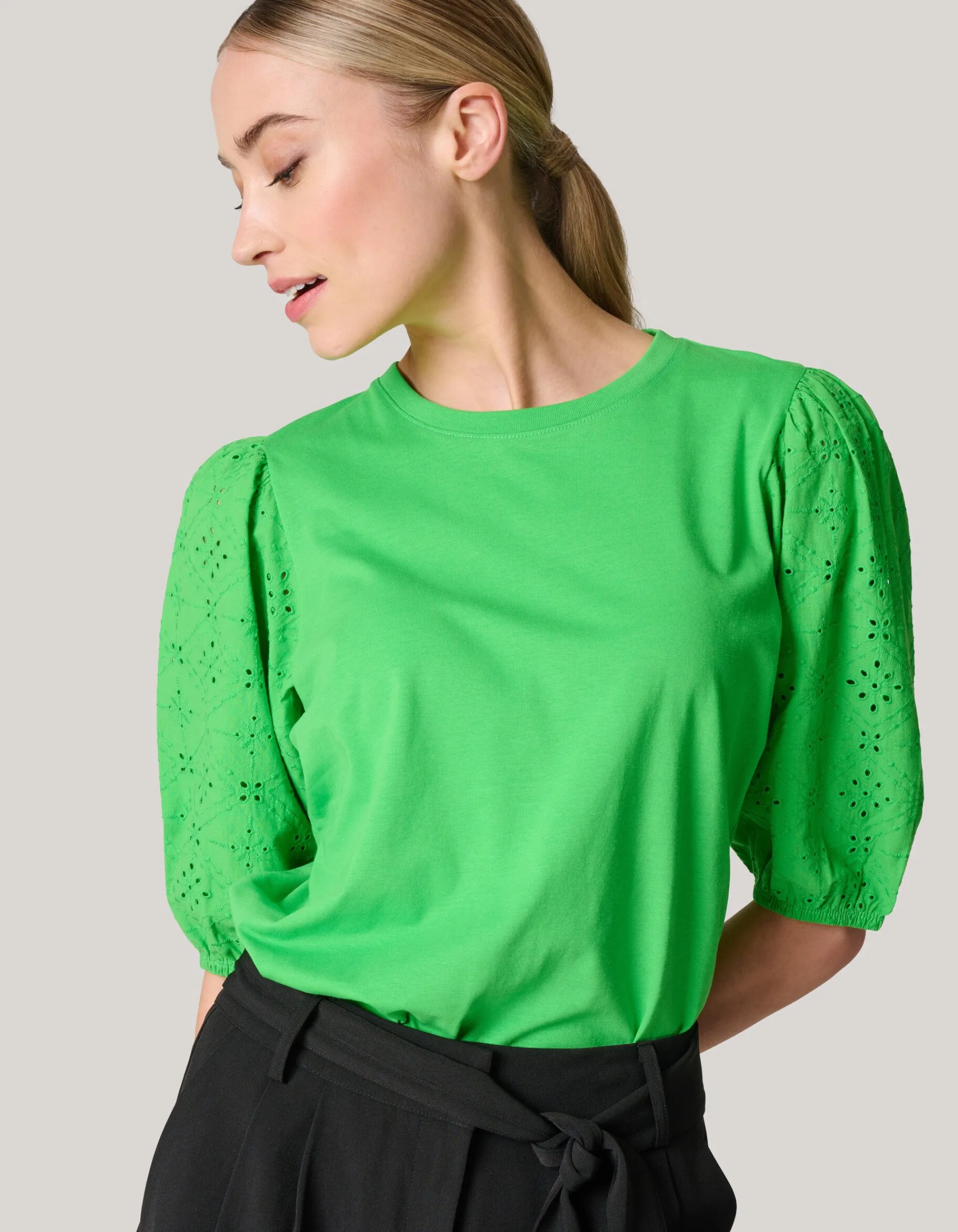 Shoeby Embroidery Pofmouw T-shirt Groen<DAMES T-Shirts