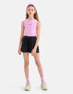 Shoeby Embroidery Ribbel Top Paars< Tops Korte Mouw