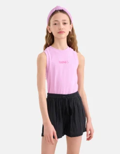 Shoeby Embroidery Ribbel Top Paars< Tops Korte Mouw