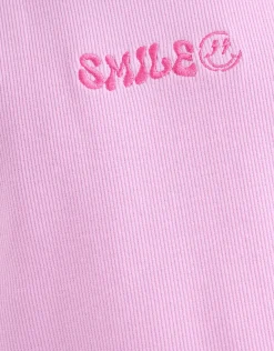 Shoeby Embroidery Ribbel Top Paars< Tops Korte Mouw