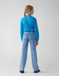 Shoeby Embroidery Top Blauw< Tops Lange Mouw