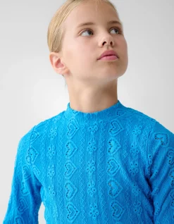 Shoeby Embroidery Top Blauw< Tops Lange Mouw