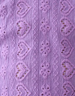 Shoeby Embroidery Top Paars< Tops Lange Mouw
