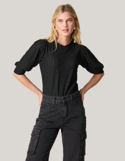 Shoeby Embroidery Top Zwart<DAMES Tops