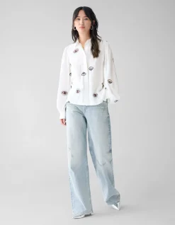 Shoeby Eye Embroidery Blouse Wit By Fred<DAMES Blouses