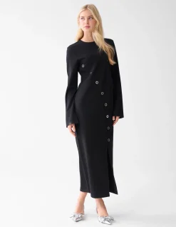 Shoeby Eyelet Maxi Jurk Zwart<DAMES Jurken