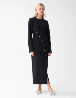Shoeby Eyelet Maxi Jurk Zwart<DAMES Jurken