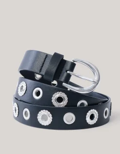 Shoeby Eyelet Strass Riem Zwart<DAMES Riemen