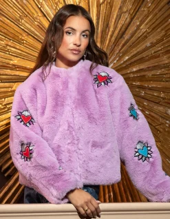 Shoeby Fake Fur Jas Lichtpaars By Lizzy<DAMES Jassen