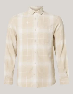 Shoeby Flanel Ruiten Overhemd Beige<Heren Overhemden