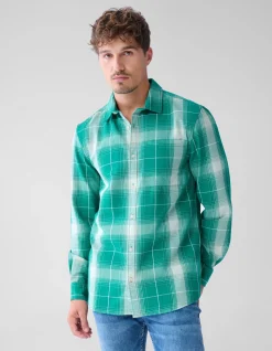 Shoeby Flanel Ruiten Overhemd Groen<Heren Overhemden