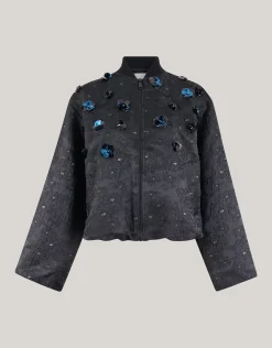 Shoeby Flower Embellished Bomber Zwart<DAMES Jacks