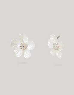 Shoeby Flower Oorbellen Gebroken Wit<DAMES Sieraden