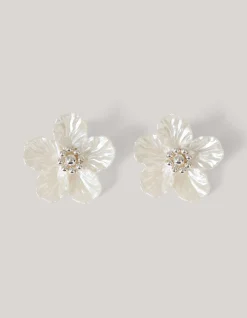 Shoeby Flower Oorbellen Gebroken Wit<DAMES Sieraden