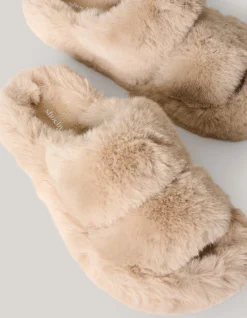 Shoeby Fluffy Slippers Lichtbruin<DAMES Slippers