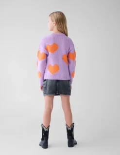 Shoeby Fun Heart Trui Paars< Gebreide Truien