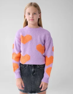 Shoeby Fun Heart Trui Paars< Gebreide Truien