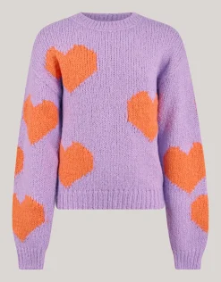 Shoeby Fun Heart Trui Paars< Gebreide Truien