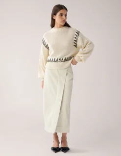 Shoeby Gebreide Pailetten Trui Gebroken Wit By Mieke<DAMES Truien En Sweaters