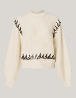Shoeby Gebreide Pailetten Trui Gebroken Wit By Mieke<DAMES Truien En Sweaters
