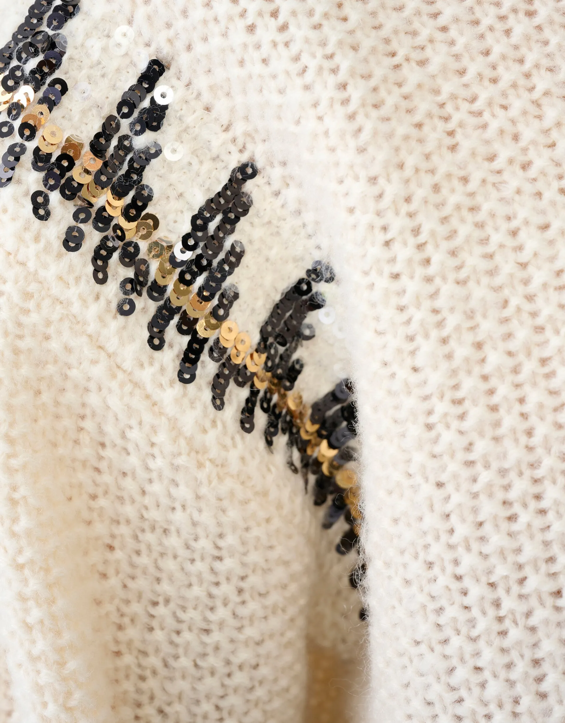 Shoeby Gebreide Pailetten Trui Gebroken Wit By Mieke<DAMES Truien En Sweaters