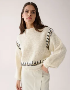 Shoeby Gebreide Pailetten Trui Gebroken Wit By Mieke<DAMES Truien En Sweaters