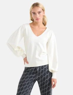 Shoeby Gebreide V-hals Trui Gebroken Wit<DAMES Truien En Sweaters