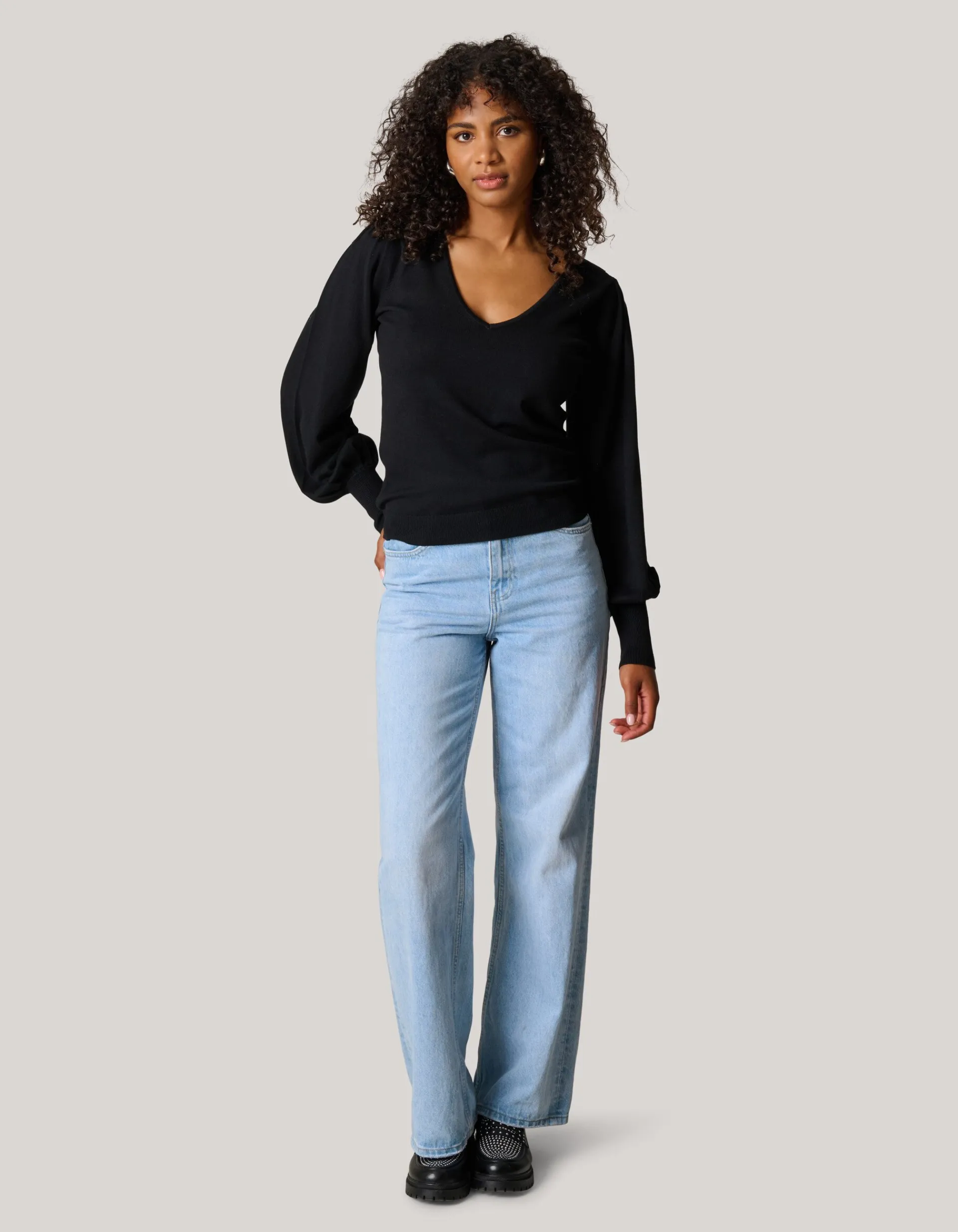 Shoeby Gebreide V-hals Trui Zwart<DAMES Truien En Sweaters