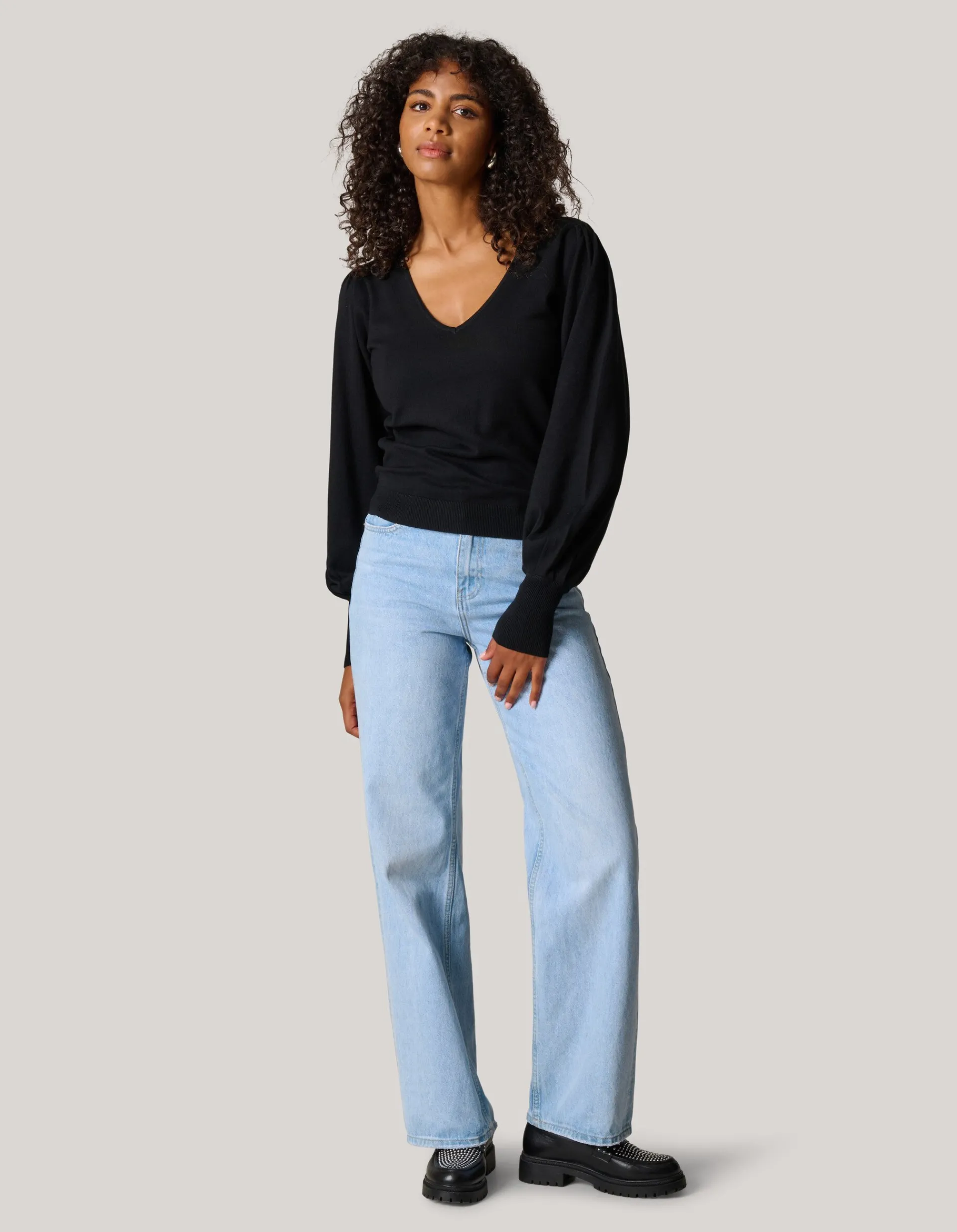 Shoeby Gebreide V-hals Trui Zwart<DAMES Truien En Sweaters