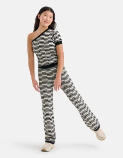 Shoeby Gebreide Wide Leg Broek Zwart/Wit< Broeken