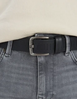 Shoeby Gedetailleerde Leren Riem Zwart<Heren Riemen