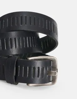 Shoeby Gedetailleerde Leren Riem Zwart<Heren Riemen